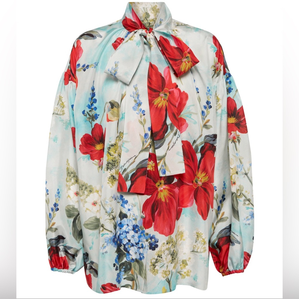 Dolce and Gabbana Floral-print silk-habotai blouse